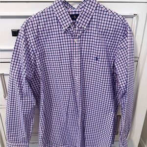 Ralph Lauren Men's Blue and White Plaid Shirt